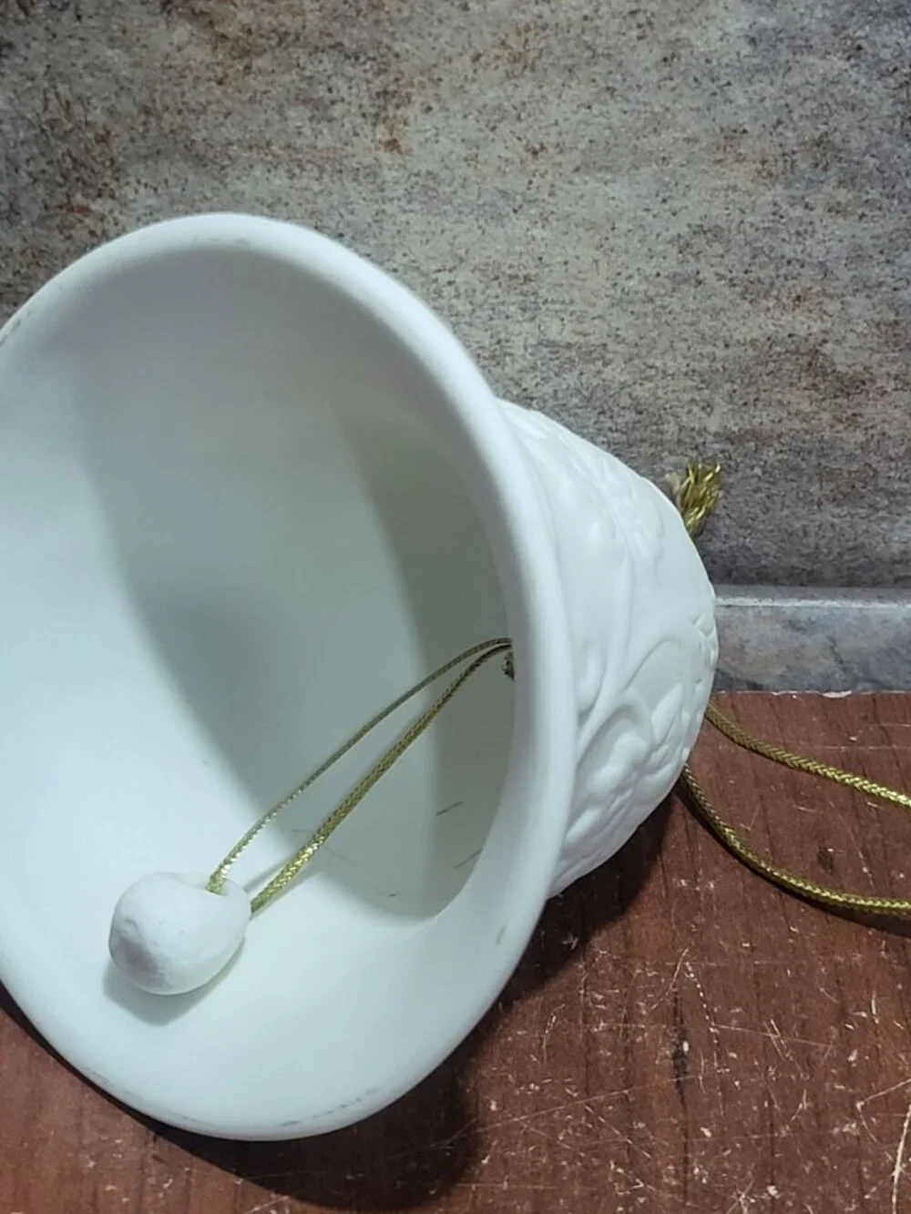 Vintage Matte White Porcelain Bell Ornament